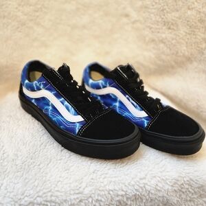 Used, Excellent condition Vans Old Skool Black/Blue Lightning. Unisex  adult